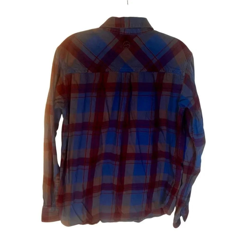 Magellan Men’s Classic Fit Long Sleeve Button Down Blue Plaid Flannel Shirt Sz S